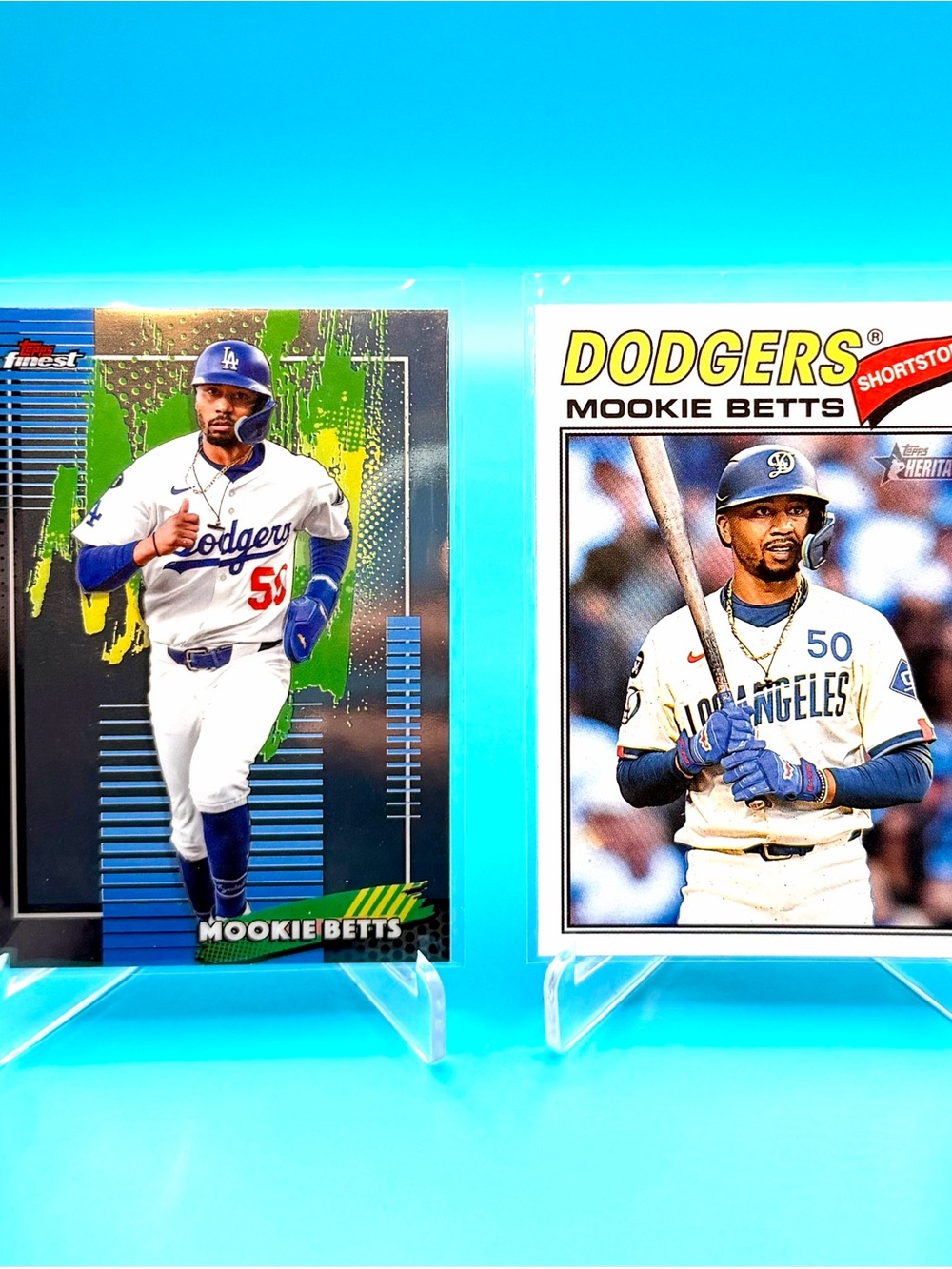 🔥Mookie Betts Lot! 🔥Topps Finest Common + Topps Heritage Insert! 🤩